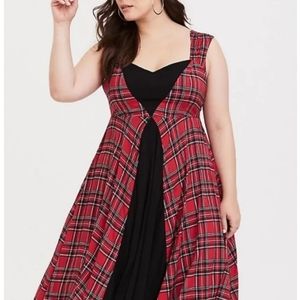 Retro Chic by Torrid red and black plaid skater dress, NWT
